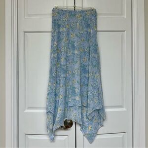Altar’d State Blue Floral Layered Handkerchief Hem Midi Skirt XS